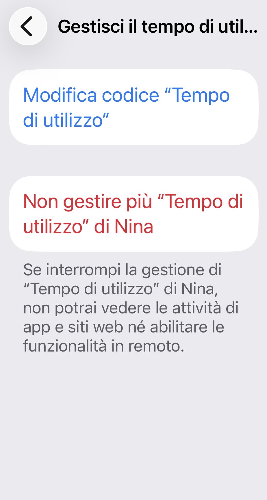 Step 3 — Modifica codice Tempo di utilizzo