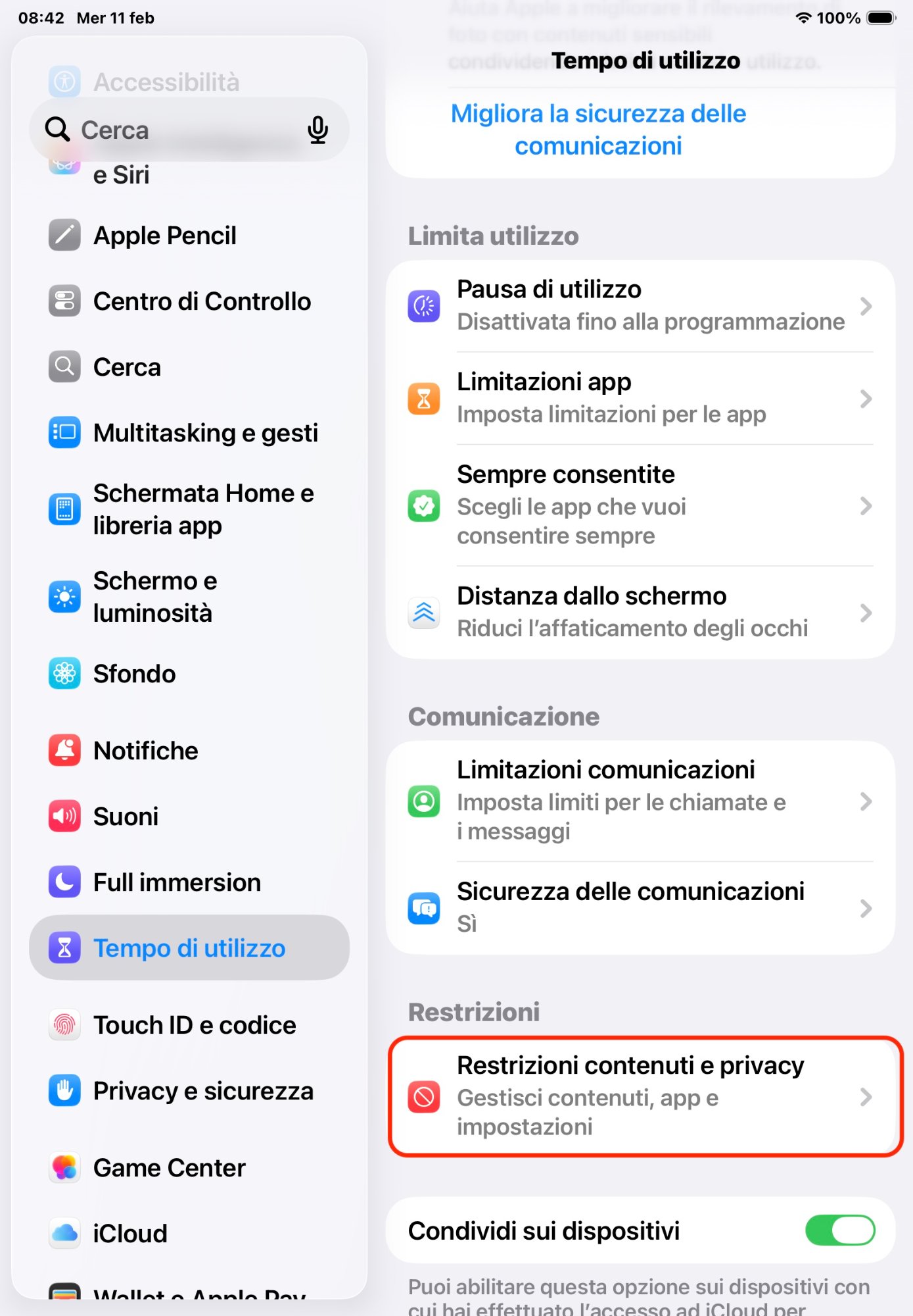 Step 2 — Restrizioni contenuti e privacy