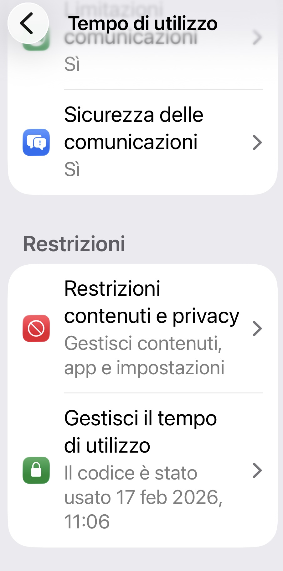 Step 2 — Restrizioni e Gestisci tempo di utilizzo